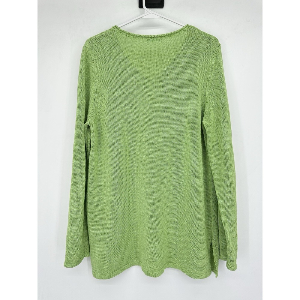J McLaughlin Lime Green Knit Sweater XL V Neck Coastal Grandmacore Preppy Resort - Picture 2 of 14